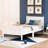 Twin Size Platform Bed - Solid Wood, White With Headboard/ Wood Frame And