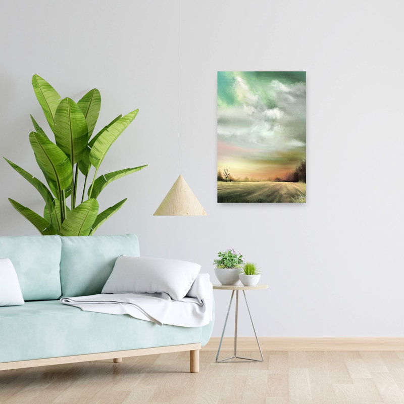 Nuage au coucher du soleil, paysage contemporain abstrait, art coucher de soleil, H 24 po x l 16 po