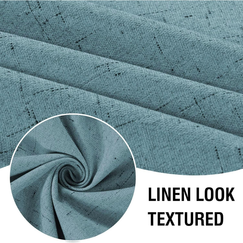 Linen Look 100% Blackout Curtains for Bedroom Full Light Blocking Rod Pocket 42 Inches Wide Linen Textured Thick Window Curtain Drapes with Backing