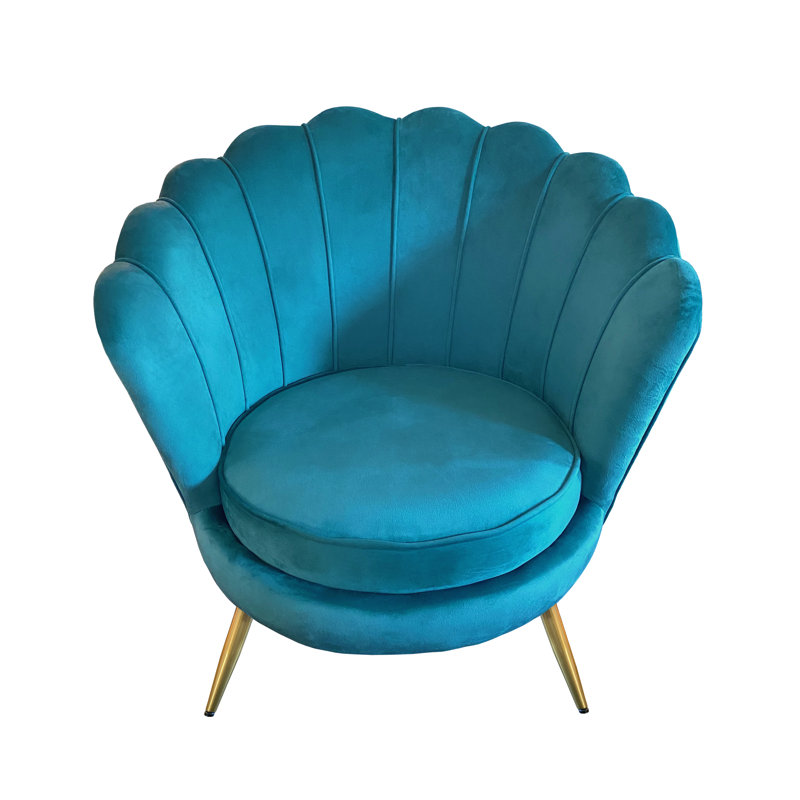 Upholstered Accent Chair, Aqua Velvet