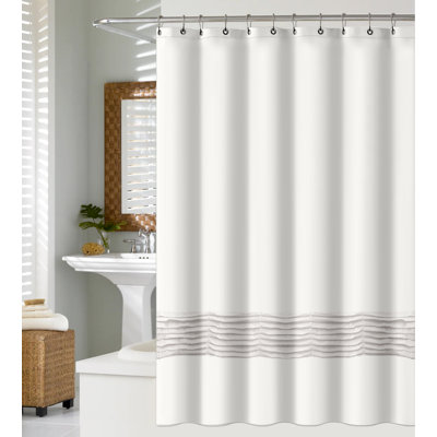Recycled Cotton Textured White Modern Shower Curtain
