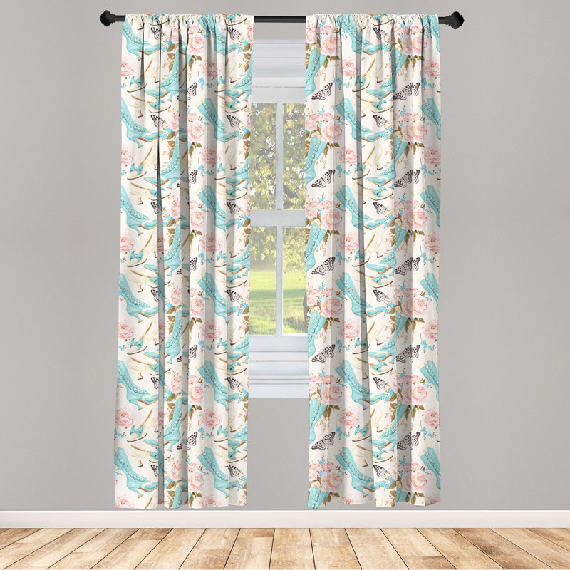 Feminine Floral Semi-Sheer Rod Pocket Curtain Panels, 28" x 95"