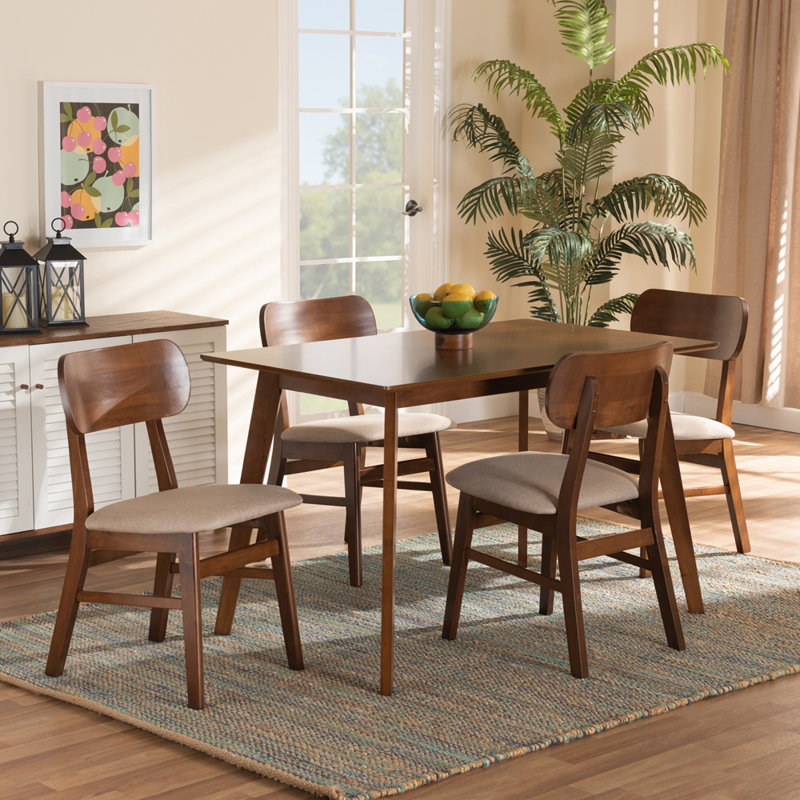 Ensemble repas pour 4 personnes Charlesetta, Brun noyer / sable