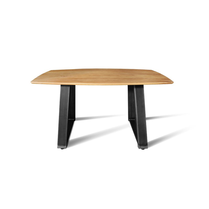Mayodan Oak Solid Wood Top Metal Base Dining Table