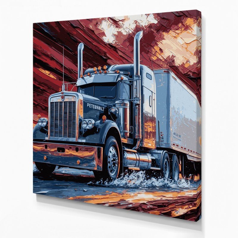 Art sur toile brune, transport et semi-remorque, H 8 po x l 8 po