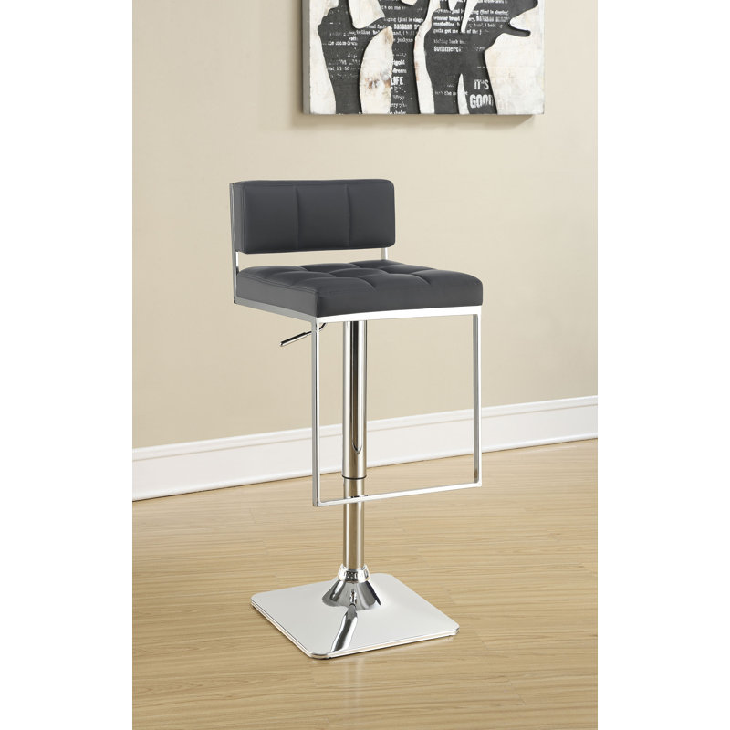 Kinnear Swivel Upholstered Adjustable Height Bar Stool with Metal Frame, Gray