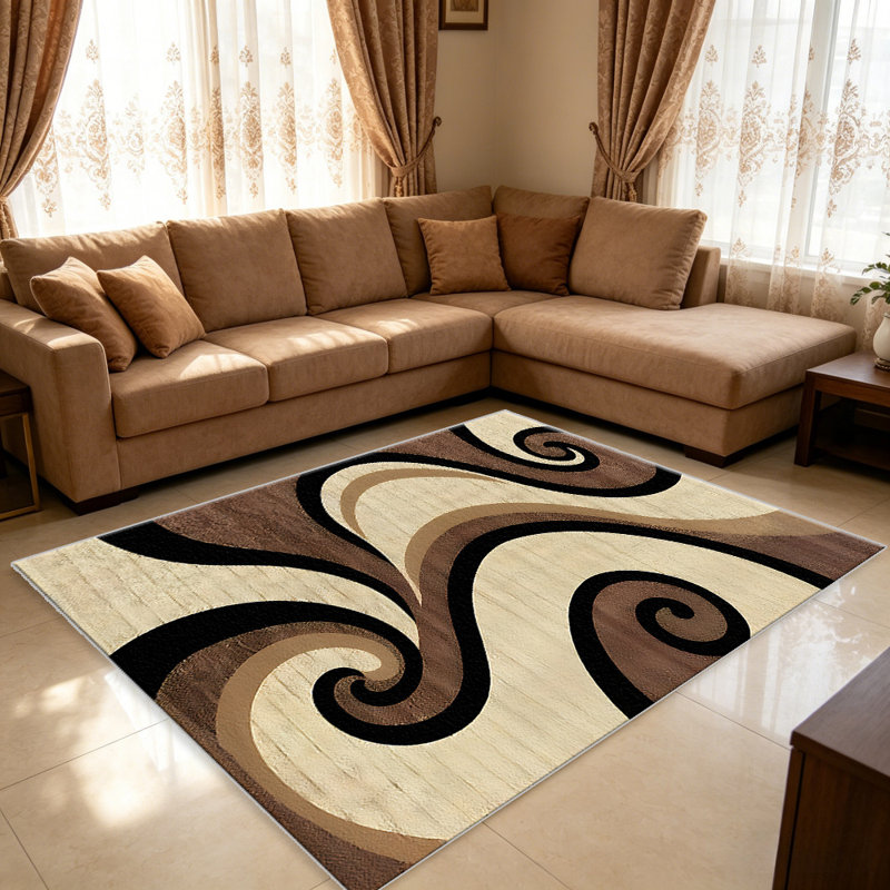 Beige Swirl carpet-easy to clean, machine-washable, soft and comfortable; suitable for door mats, kitchens, living rooms, bedrooms, corridors, and laundry areas. Easy to clean, durable carpet for home decoration.