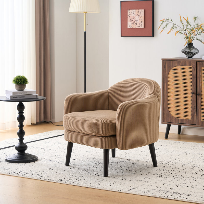 Living Room Corduroy Armchair, Yellow Corduroy