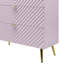 Commode à finition brillante rose Gaines avec tiroirs spacieux, parfaite pour les solutions de rangement modernes et élégantes.