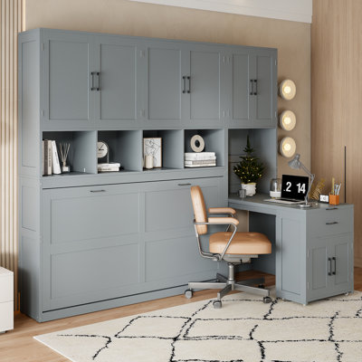 Lit escamotable innovant avec placard, tiroirs et bureau, une solution compacte et fonctionnelle pour les espaces de vie modernes