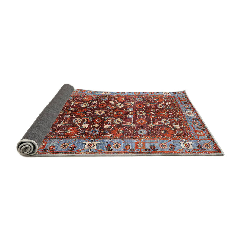 Tapis oriental rouge et bleu, Rond 4 pi