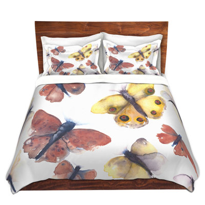 Ensemble de housse de couette pour grand lit DiaNoche en microfibre par Dawn Derman - Papillons