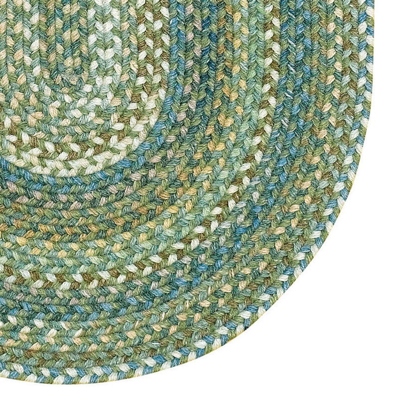 Tapis bleu / brun en laine tressée à la main Phoebe, Ovale 3 pi x 5 pi