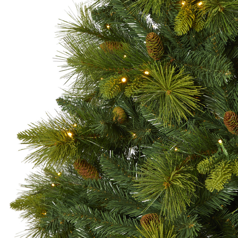 Lighted Artificial Pine Christmas Tree, 7.5' H