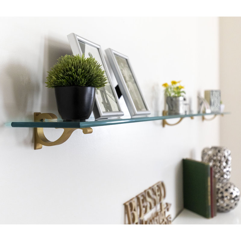 Arriella Bracket Shelf, Brass, 3" H x 72" W x 8" D