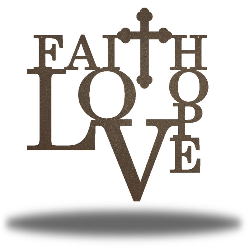 Art mural Faith Hope Love, H 24 po x l 24 po x P 0,6 po, Rouille