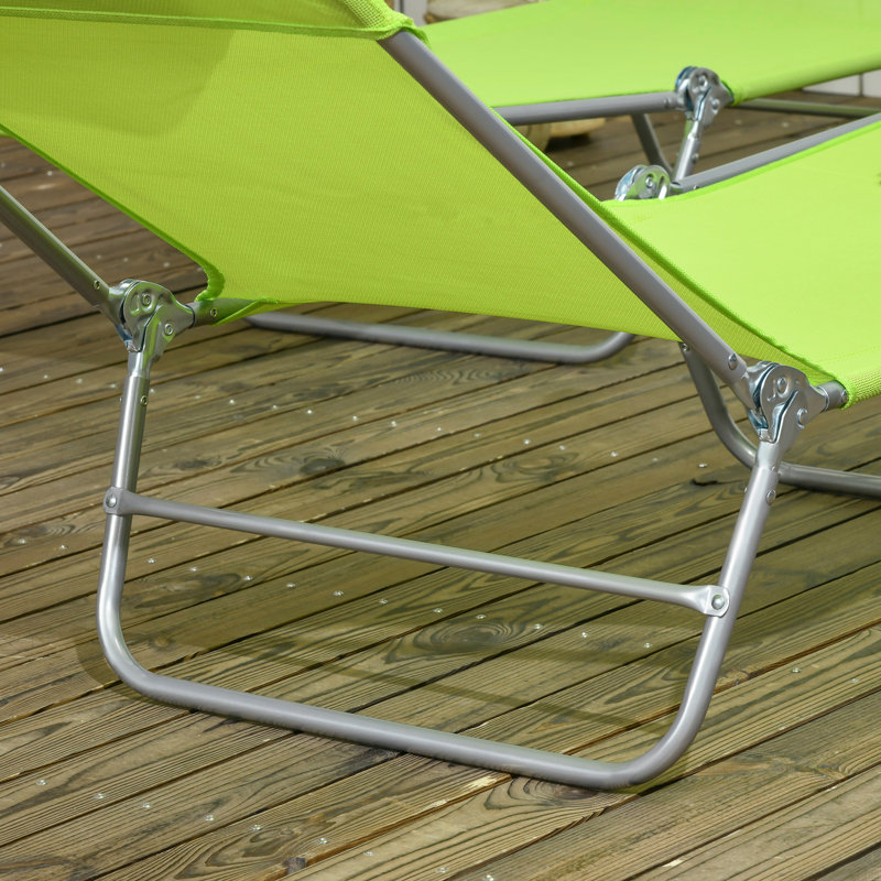 2 Piece Folding Chaise Lounge Chairs, Pool Sun Tanning Chairs, Outdoor Lounge Chairs With 6-Position Reclining Back, Breathable Mesh Seat, Headrest
