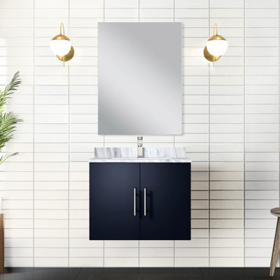 Meuble-lavabo simple, comptoir et miroir en marbre bleu marine, 24 po L 22 po x P 22 po, comptoir au look élégant, protection contre les égratignures 18
