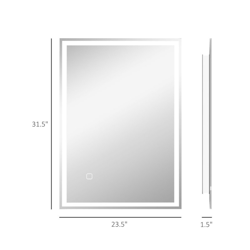 Miroir de salle de bain à intensité variable avec lumières DEL, 3 couleurs et désembuage, 31,5 po x 23,5 po