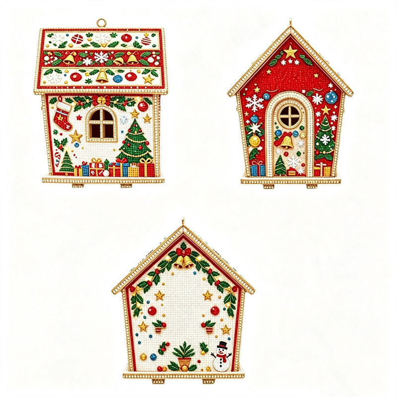Décorations de Noël, perle de Noël et ensemble de peinture, décorations de Noël pour les fêtes, cadeaux faits à la main