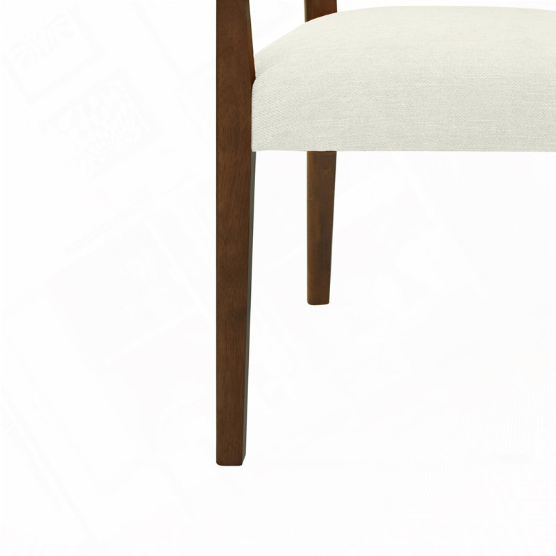 Chaises de salle à manger avec dossier en rotin, Noyer, Beige