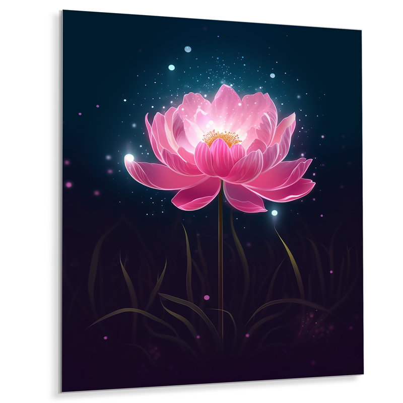 Rose lotus divin résilience II sur métal, H 32 po x l 16 po x P 1 po