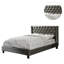 Lit double tapissier argenté en similicuir, ajout de chambre à coucher moderne avec mobilier et tête de lit