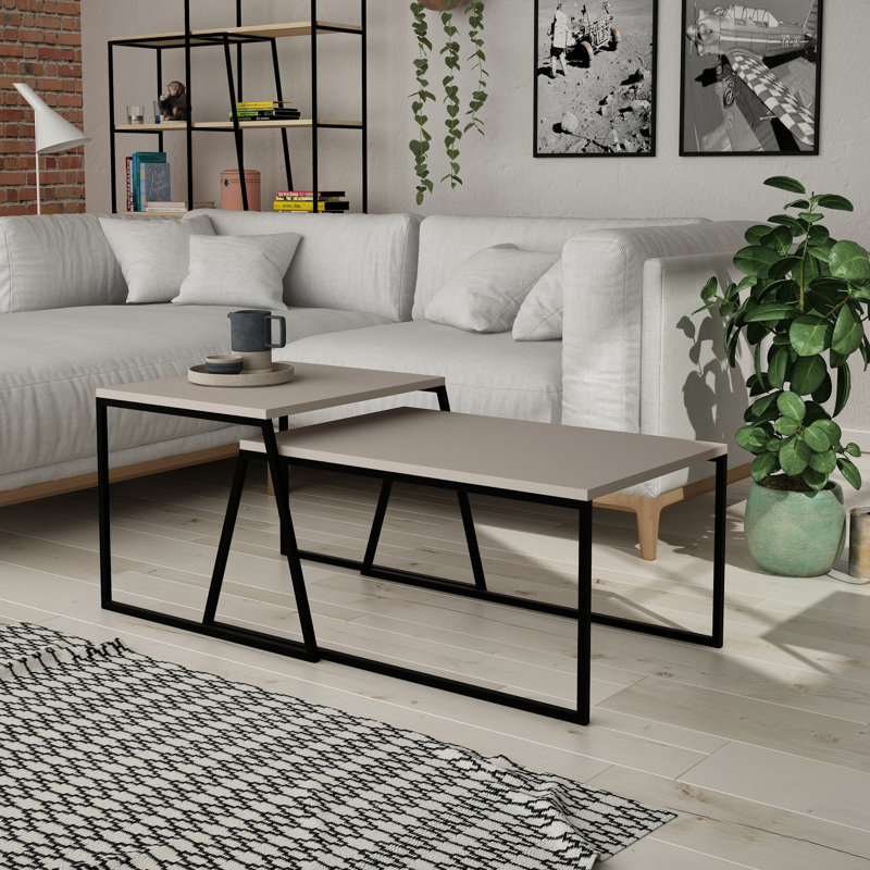 Ensemble de tables basses gigognes Linn, Moka clair