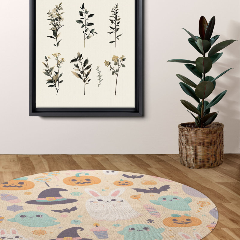 Tapis tressé Faint Nightmare Whimsy, Rond 5 pi