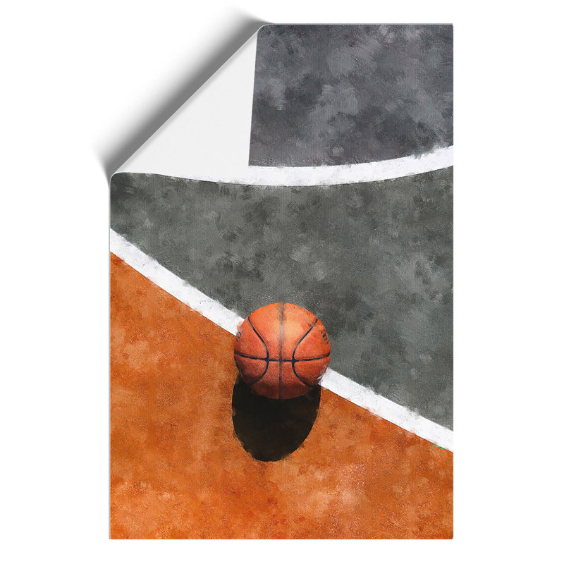 Basketball Court Painting - Frameless Print, 59cm H x 42cm W x 0.1cm D