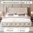 Queen Upholstered Platform Bed with Storage Drawers, Tufted Bed Frame with Wingback&Headboard, Beige-2109483127-2109483123