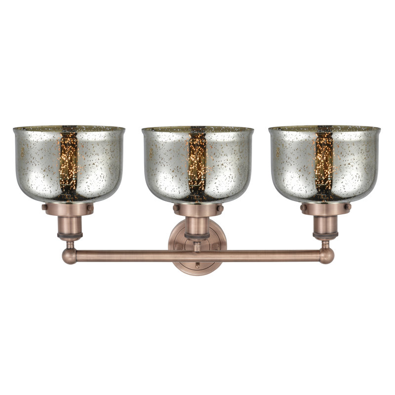 Éclairage pour meuble-lavabo à 3 lumières à intensité variable Raykwan, Cuivre antique, Argent mercuré plaqué