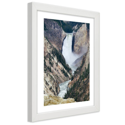 Waterfall Mountains - Single Picture Frame Print