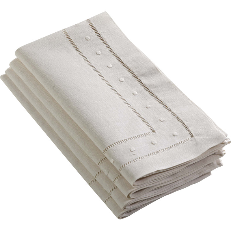 Timoleon Geometric Square Napkin, 20" W x 20" L, White