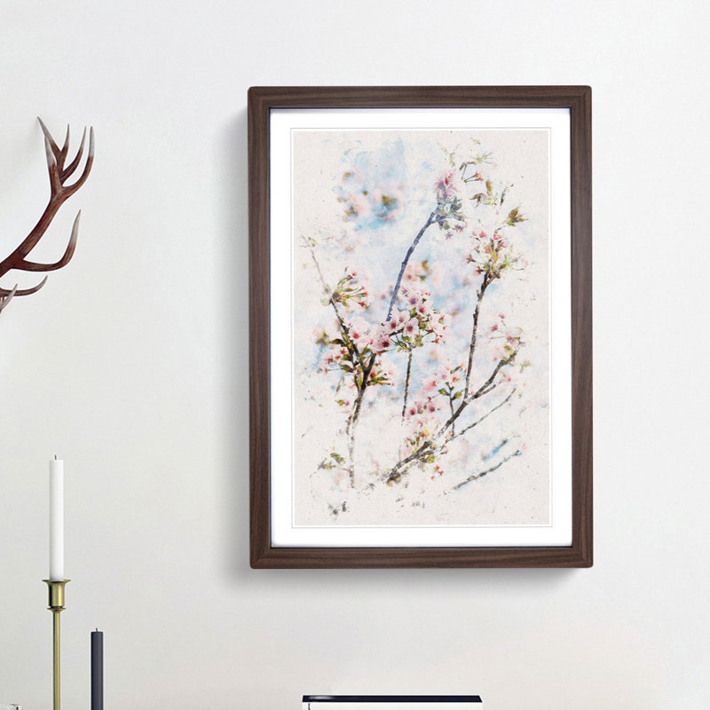 Cherry Blossom Tree - Picture Frame Painting Print, 33cm H x 24cm W x 2cm D, Walnut Framed