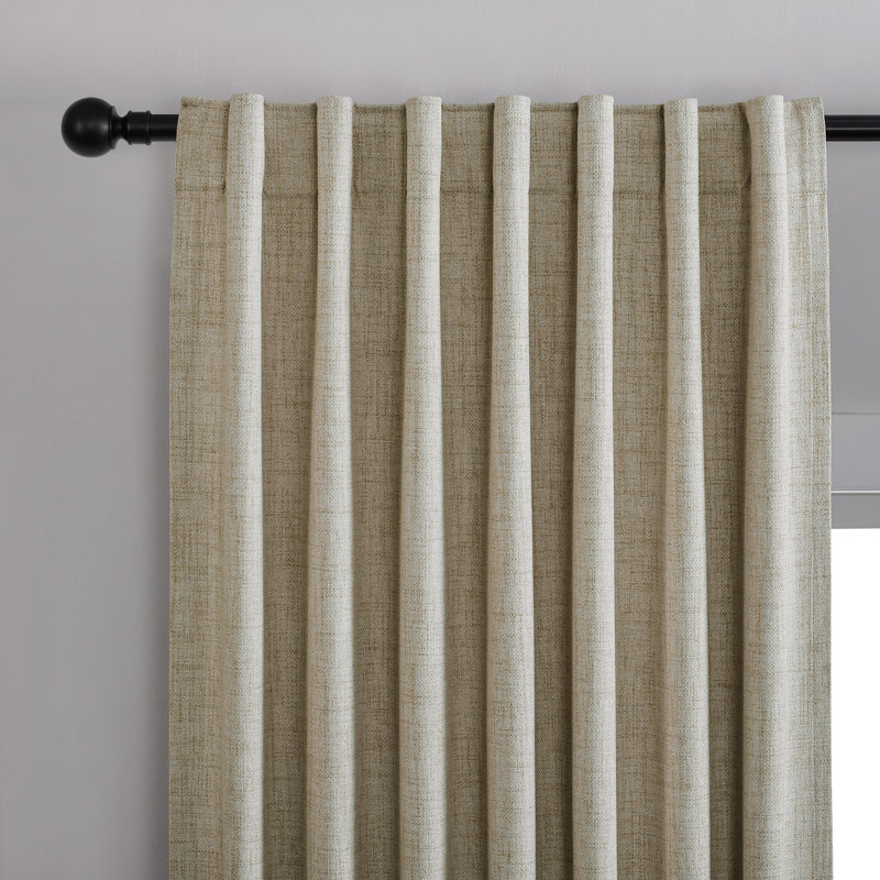 Ensemble de 2 panneaux de rideaux occultant en toile de jute 100% Leming, L 52 po x L 84 po, Avoine