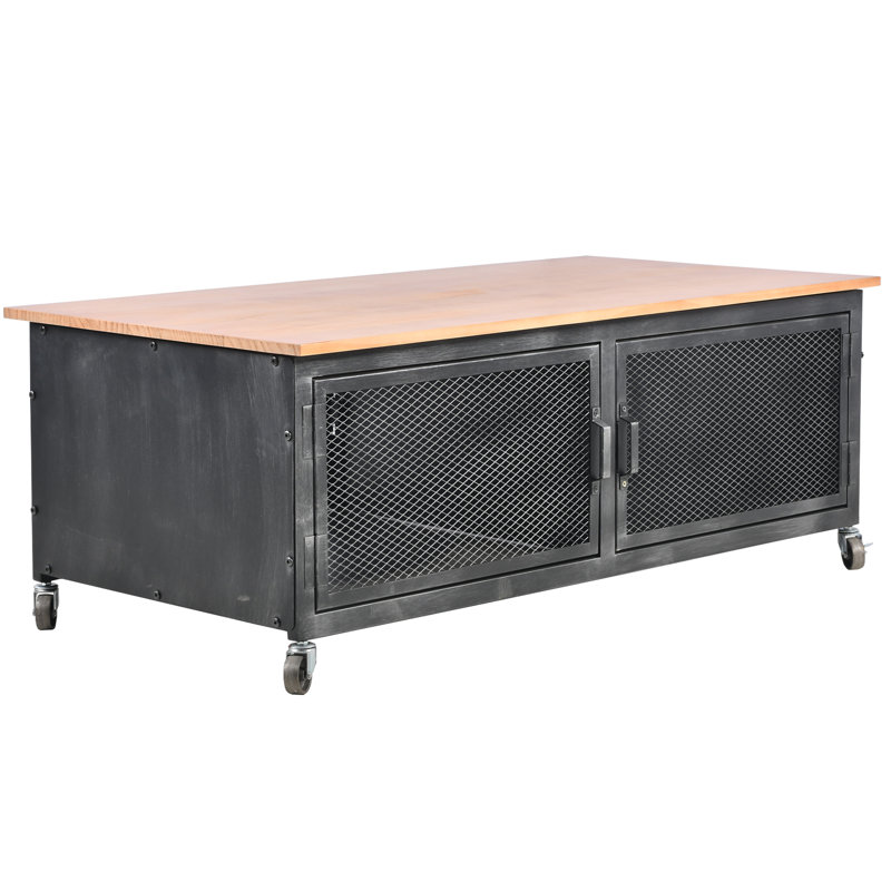 Buffet décoratif Keyanah, Naturel / noir vieilli, H 17,72 po x l 47,24 po x P 23,62 po