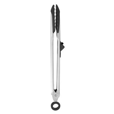 Tovolo Tip Top Silicone Tongs 13.25 Inch for Cooking, Grilling, and Serving, Black
