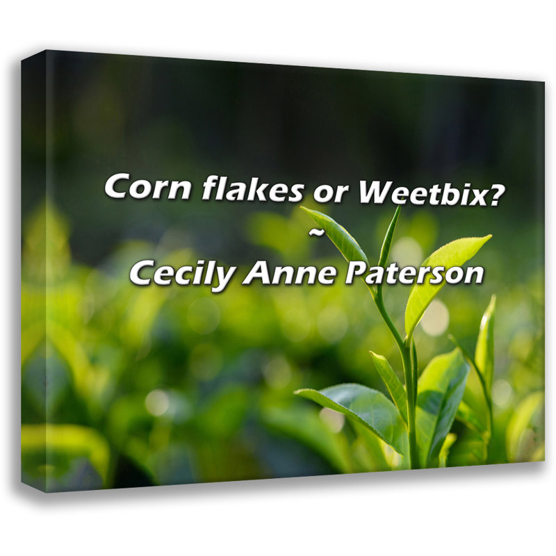 Citation artistique «Corn flakes or Weetbix?» Toile tendue par Cecily Anne Paterson, H 18 po x l 13 po