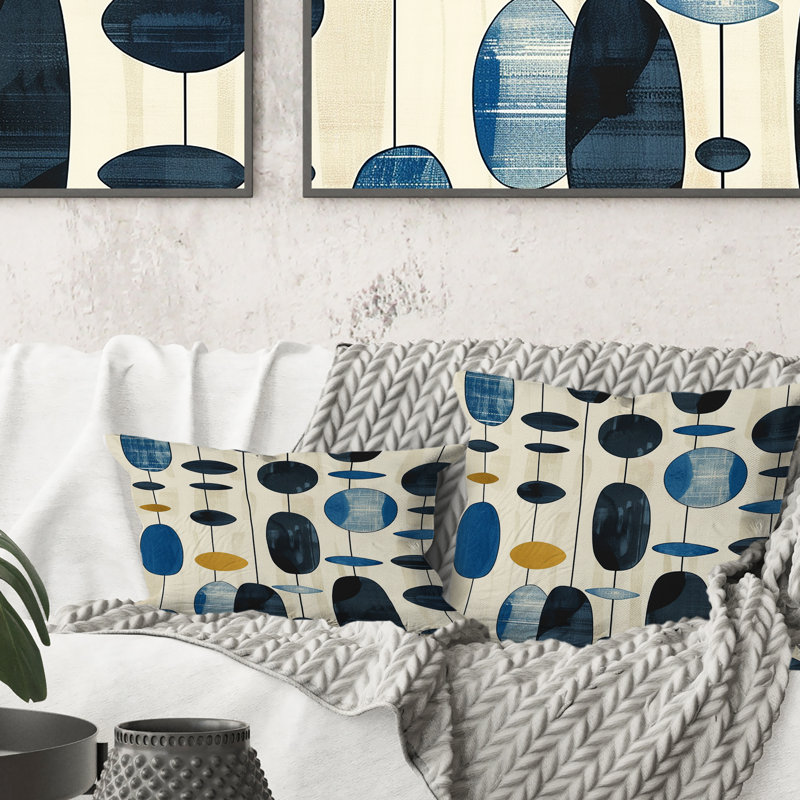 Coussin décoratif ivoire Midcentury Shapes VI - Midcentury, H 18 po x l 18 po