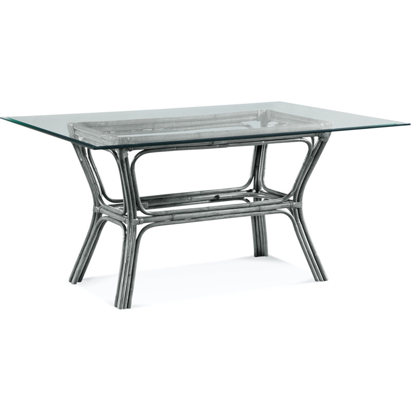 Trellis Glass Top Dining Table, 42" W x 60" L, Pumice