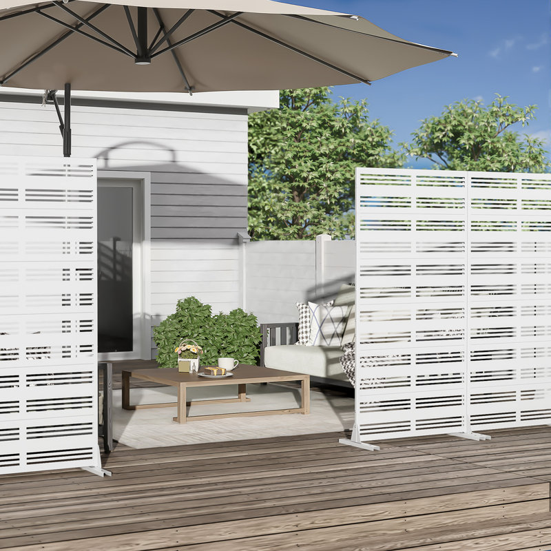 Metal Outdoor Privacy Screen, H 72 po x l 35 po x P 16 po, Blanc