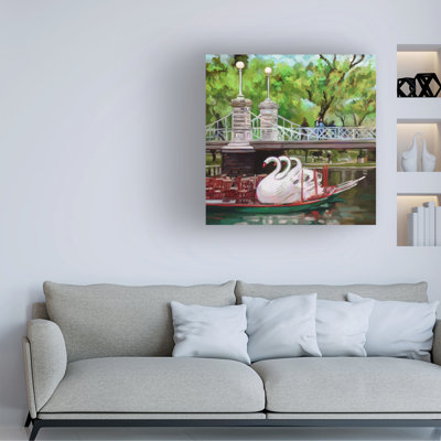 Wrapped Canvas Wall Art - Howie Green 'Boston Swan Boats' Wall Art for Living Room, Bedroom, or Office Décor - 24x24