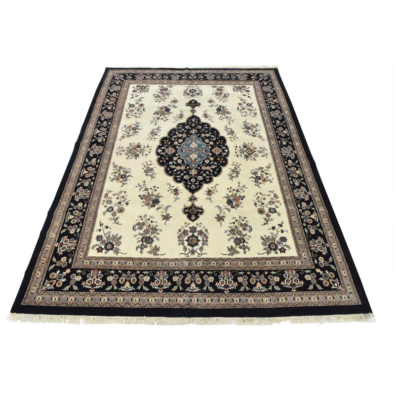 Tapis blanc en laine des années 1990 de 12 pi 2 po x 15 pi 4 po Francelle