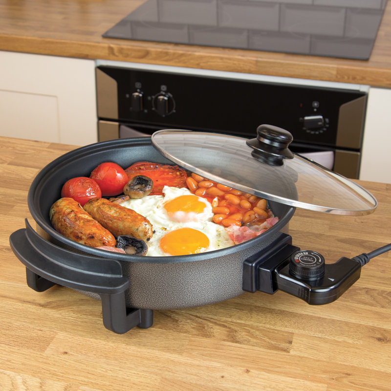 Quest 30cm Ceramic Non Stick Electric Skillet with Glass Lid