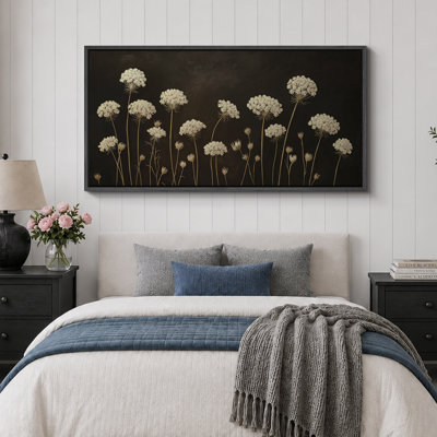 Minimal Botanical Silhouette Artwork, Living Room Pictures, Framed Canvas Giclee Print Wall Art