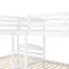 Lit simple superposé en forme de L blanc avec lit gigogne, fabrication robuste, pouvant accueillir plusieurs personnes. Cadre en bois massif. Polyvalent pour les chambres d'amis. 6 ans et plus recommandé. Pas de sommier tapissier.