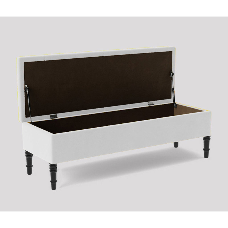Alyana 137cm Wide Tufted Rectangle Ottoman Storage Bench - Upholstery Velvet Shoes Bench with Turned Wooden Legs