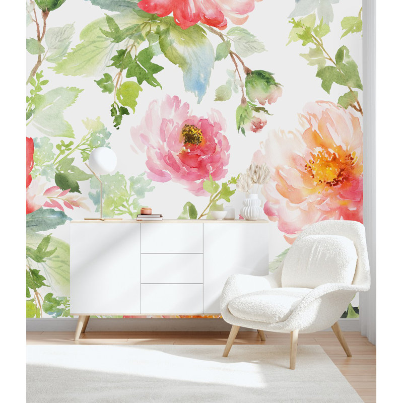 Papier peint floral printanier, L 10,4 pi x l 125 po