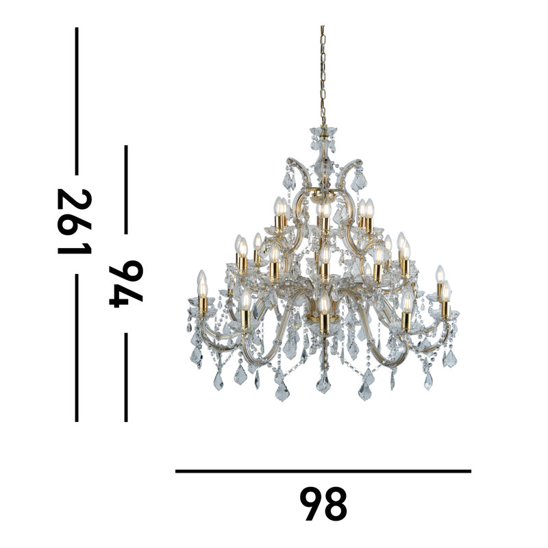 Kelly 30 - Light Candle Style Chandelier, Gold